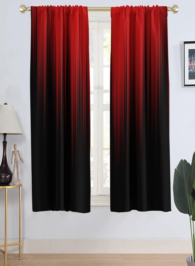 AAtter Red and Black Window Curtain Ombre Gothic Goth Halloween Dark Modern Mens Adults Cool Anime Spooky Horror Living Room Bedroom Drapes Treatment Fabric 1 Pair Home Decor, 42" W x 63" L, Gradient - Image 1
